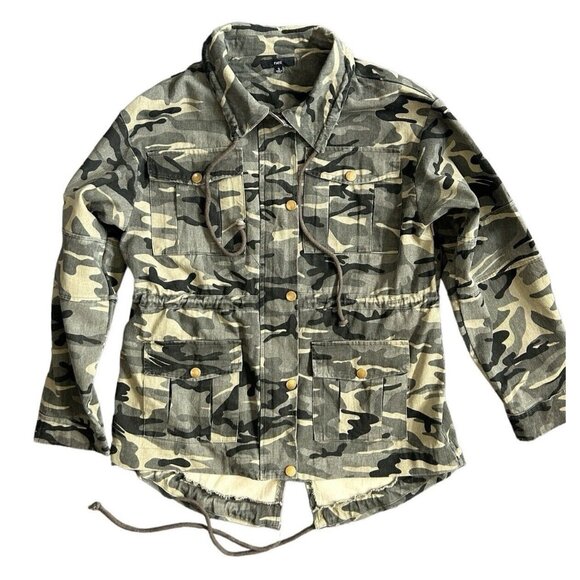 Vici Fate Camo Print Utility Denim Jacket Coat Size Small - Picture 1 of 12